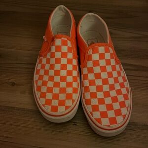 Checkered Vans - Coral and White Women’s 8